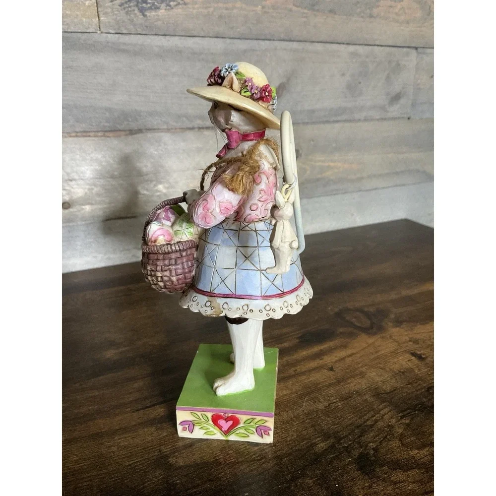 Jim Shore Kitty So Pretty Easter Cat Holding Basket Of Eggs Enesco 7